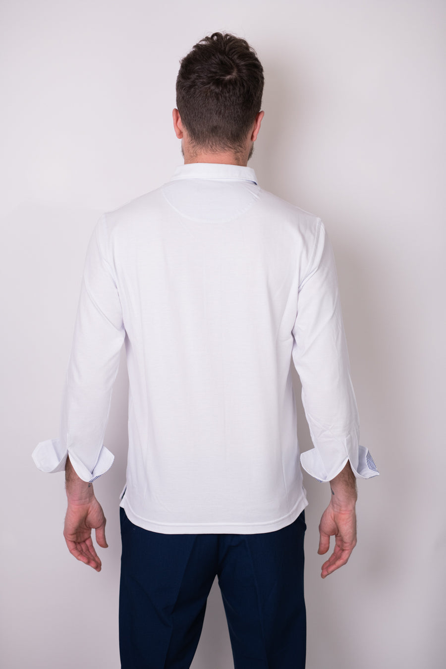 Polo Camicia Manica Lunga Bianco