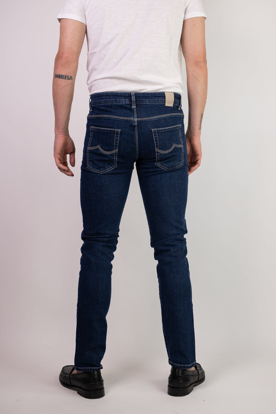 Jeans 5 Tasche in Denim Elasticizzato Blu Chiaro