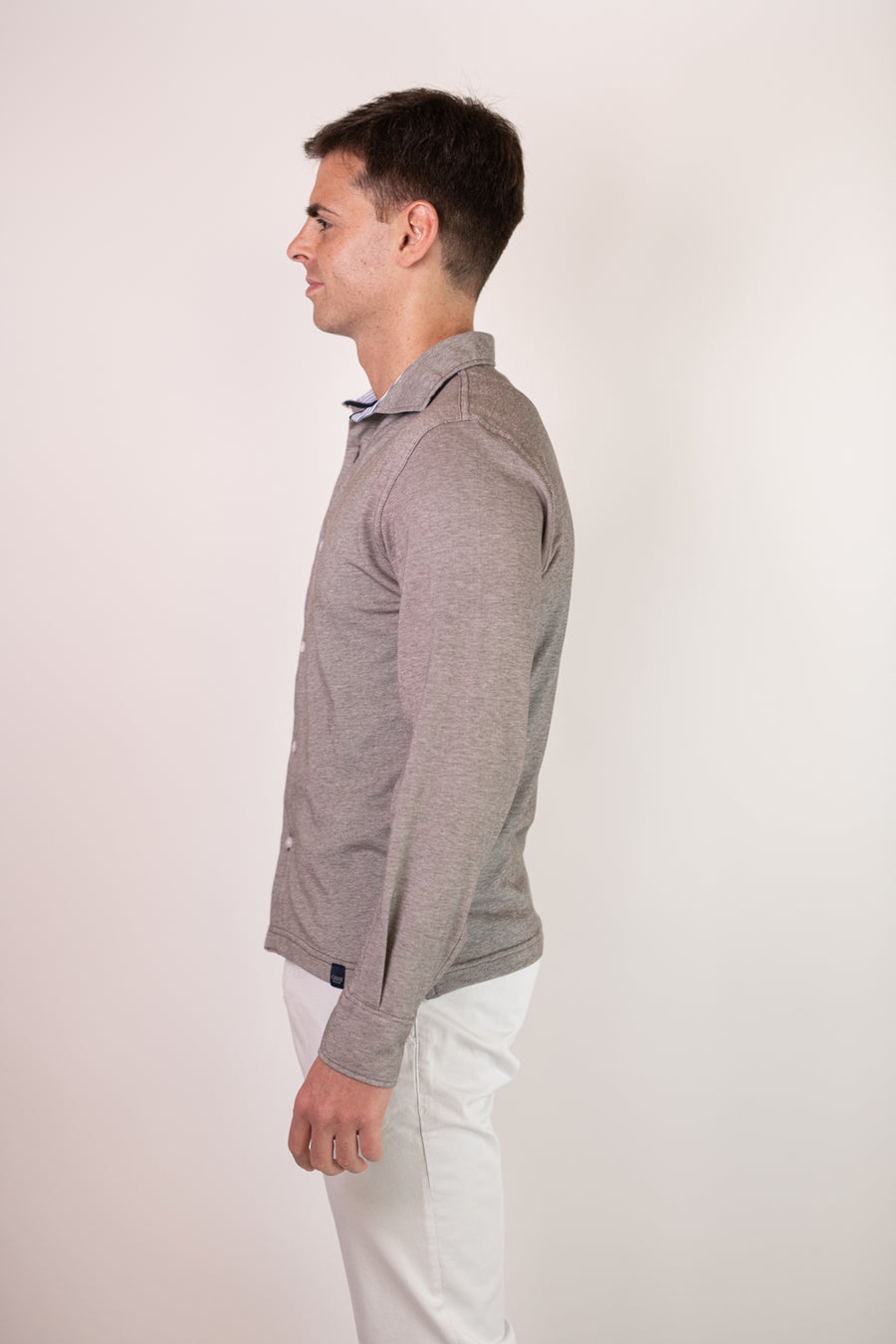 Polo Camicia in Cotone Oxford Marrone Modern Fit